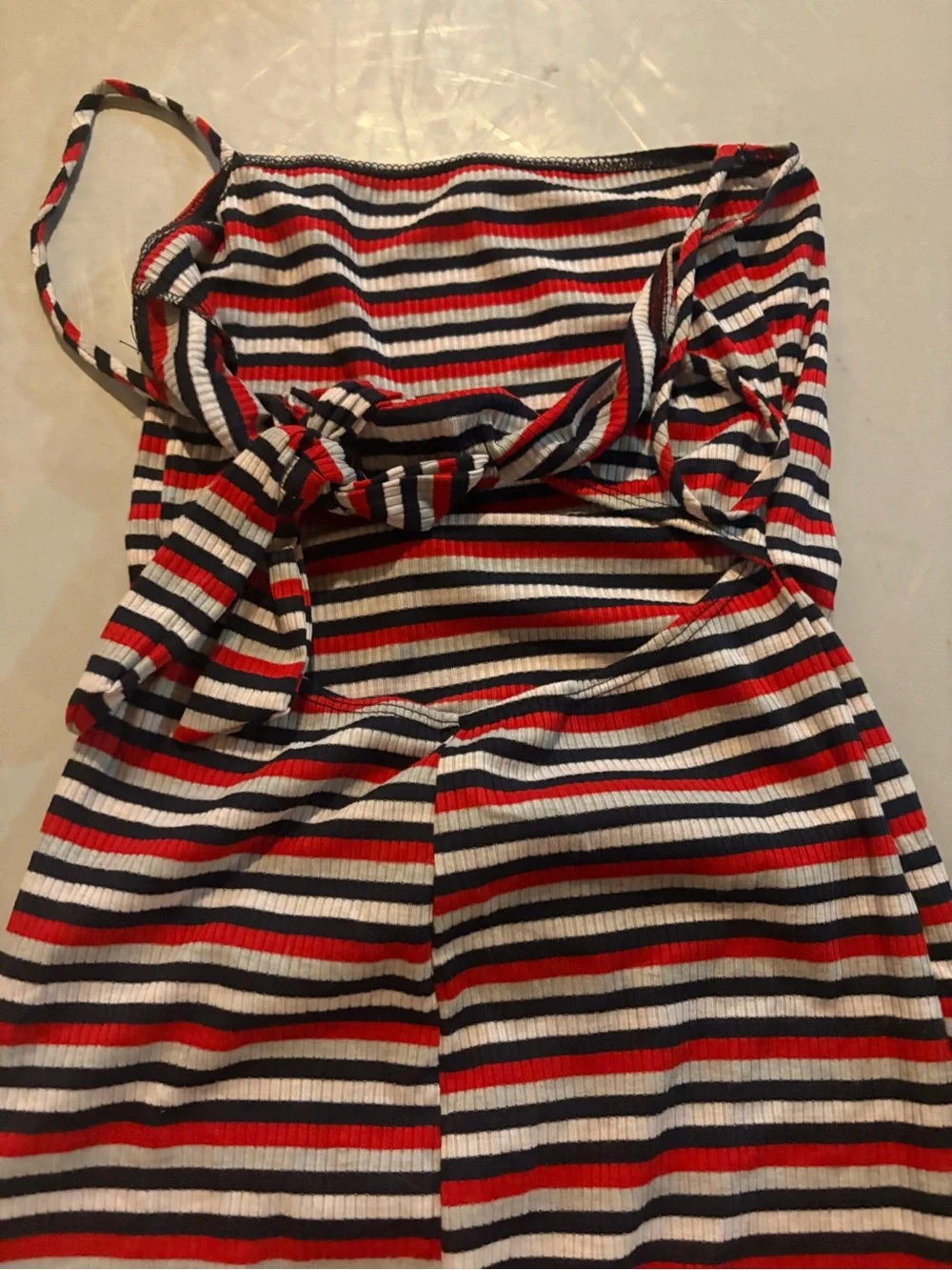 Striped Spaghetti Strap Windsor Dress - Red, White & Navy
